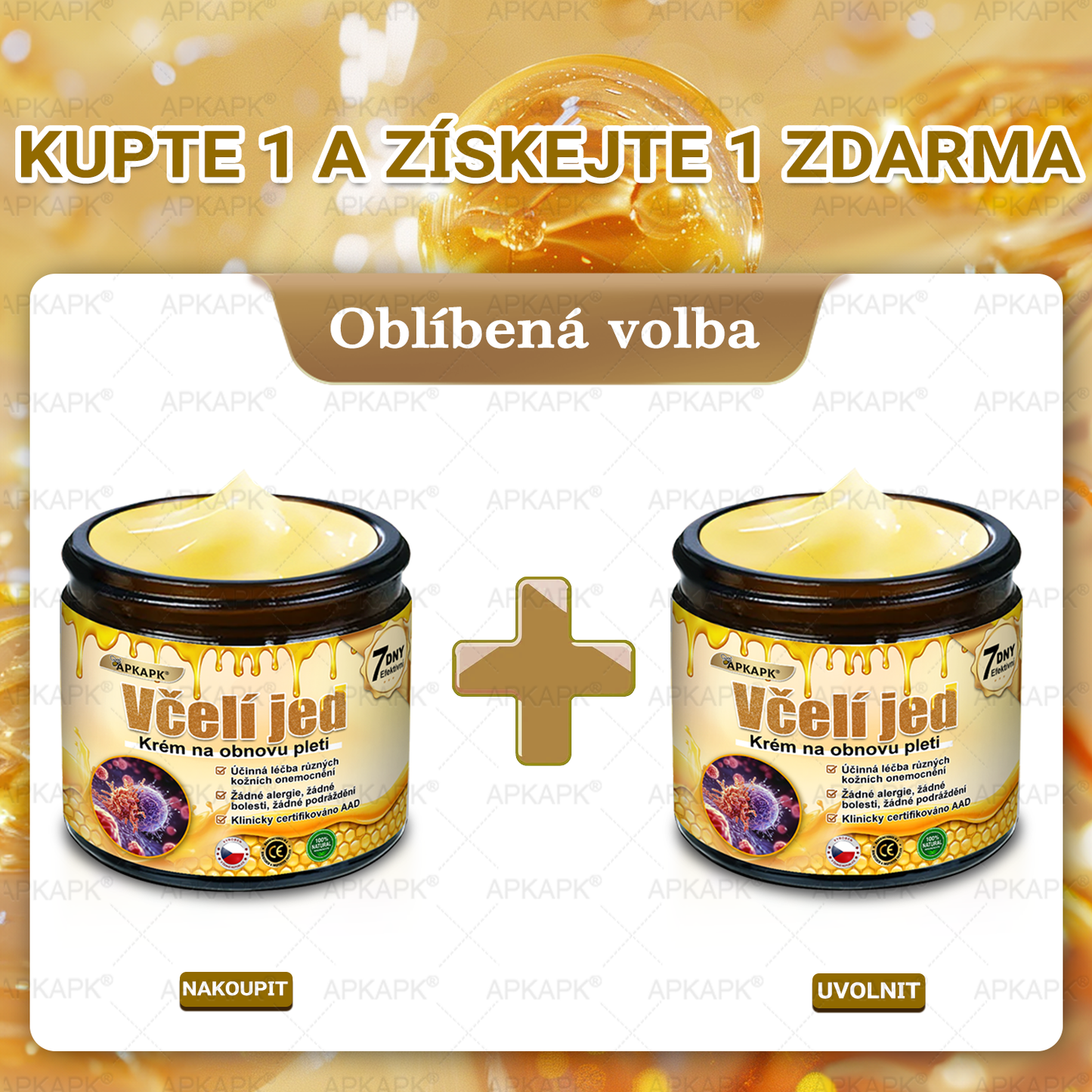 🔥  Dermatologicky a klinicky testováno🐝APKAPK®Bee Venom Krém na obnovení pleti🐝 pomáhá při léčbě kožních problémů, jako jsou: vrásky, jizvy, pigmentové skvrny, strie, akné, psoriáza, ekzém, kožní změny, podráždění, záněty a další kožní problémy.