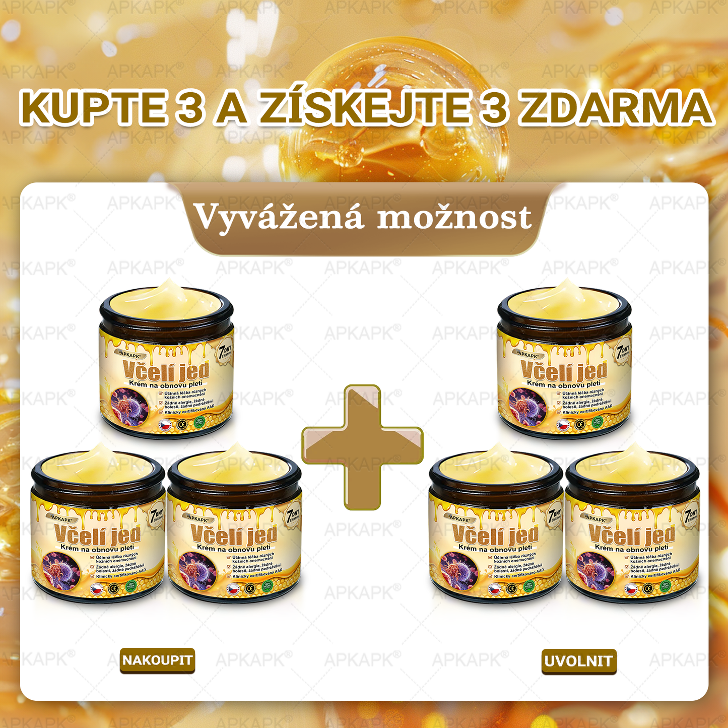 🔥  Dermatologicky a klinicky testováno🐝APKAPK®Bee Venom Krém na obnovení pleti🐝 pomáhá při léčbě kožních problémů, jako jsou: vrásky, jizvy, pigmentové skvrny, strie, akné, psoriáza, ekzém, kožní změny, podráždění, záněty a další kožní problémy.