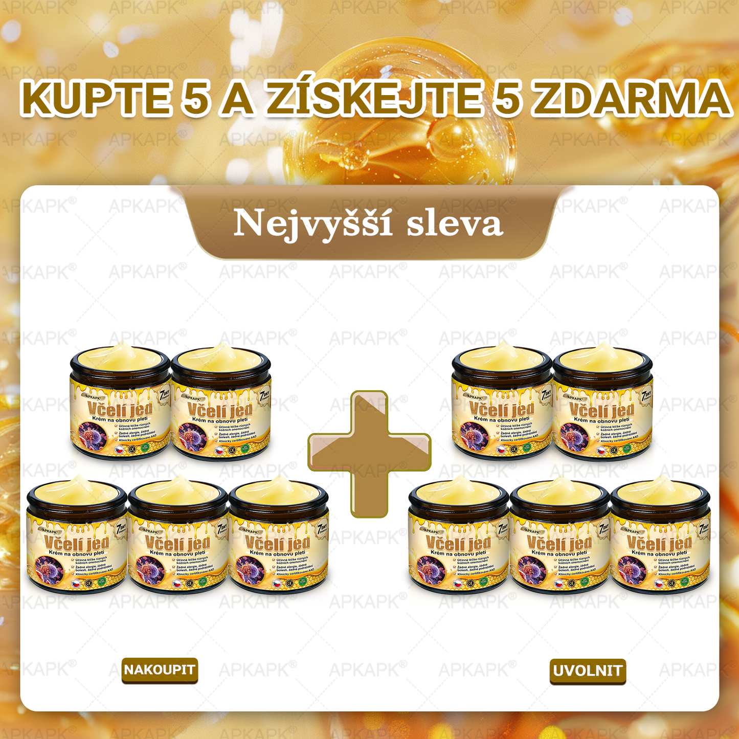 🔥  Dermatologicky a klinicky testováno🐝APKAPK®Bee Venom Krém na obnovení pleti🐝 pomáhá při léčbě kožních problémů, jako jsou: vrásky, jizvy, pigmentové skvrny, strie, akné, psoriáza, ekzém, kožní změny, podráždění, záněty a další kožní problémy.