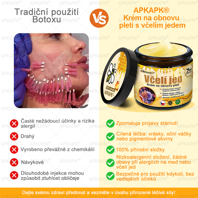 🔥  Dermatologicky a klinicky testováno🐝APKAPK®Bee Venom Krém na obnovení pleti🐝 pomáhá při léčbě kožních problémů, jako jsou: vrásky, jizvy, pigmentové skvrny, strie, akné, psoriáza, ekzém, kožní změny, podráždění, záněty a další kožní problémy.